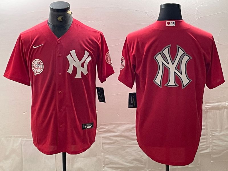 Men New York Yankees Blank Red joint name Nike 2024 MLB Jersey style 18->new york yankees->MLB Jersey